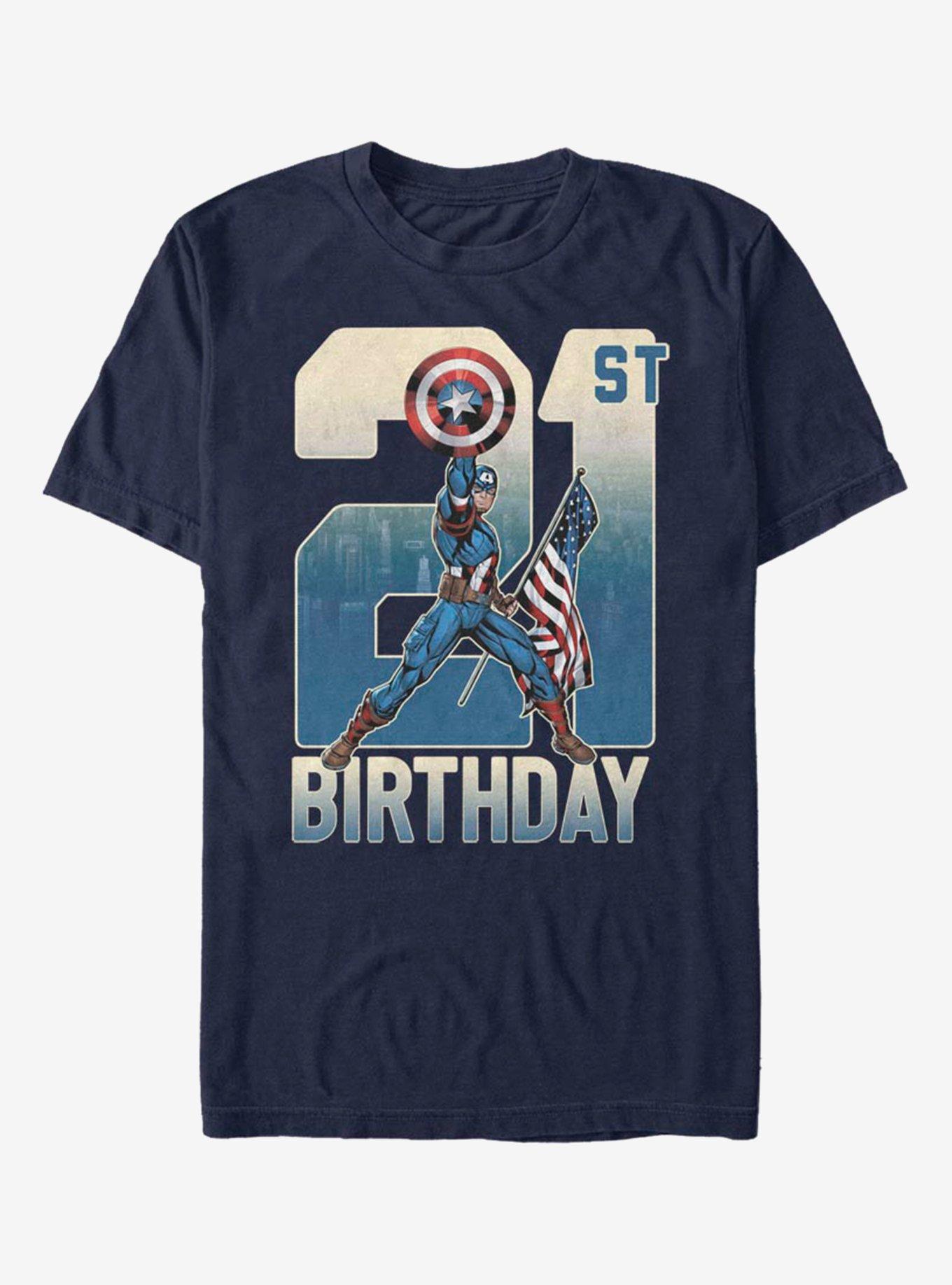 Marvel Captain America 21st Birthday T-Shirt, NAVY, hi-res