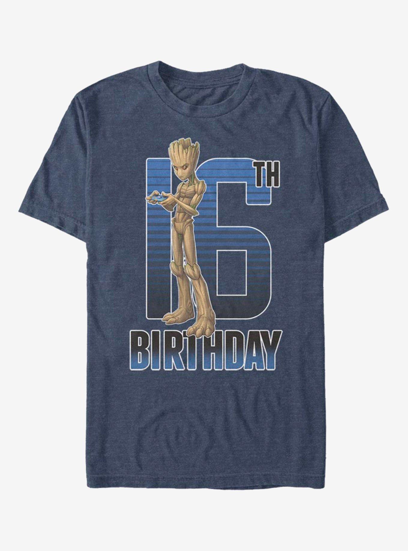 Marvel Guardians Of The Galaxy Groot 16th Birthday T-Shirt, NAVY HTR, hi-res