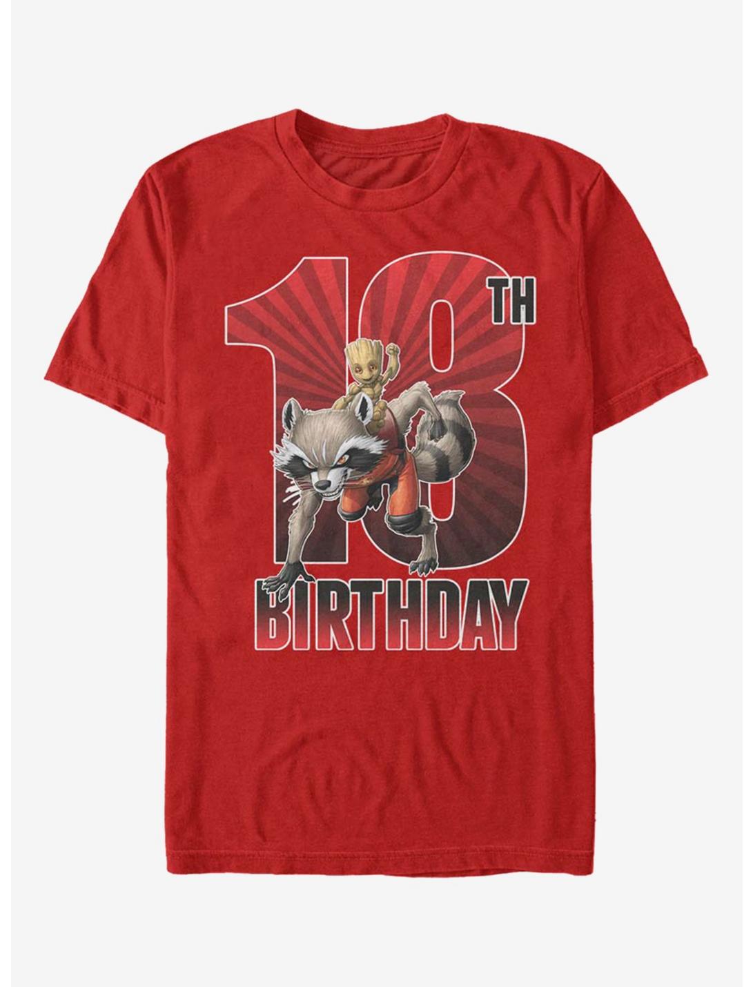 Marvel Guardians Of The Galaxy Groot 18th Birthday T-Shirt, RED, hi-res