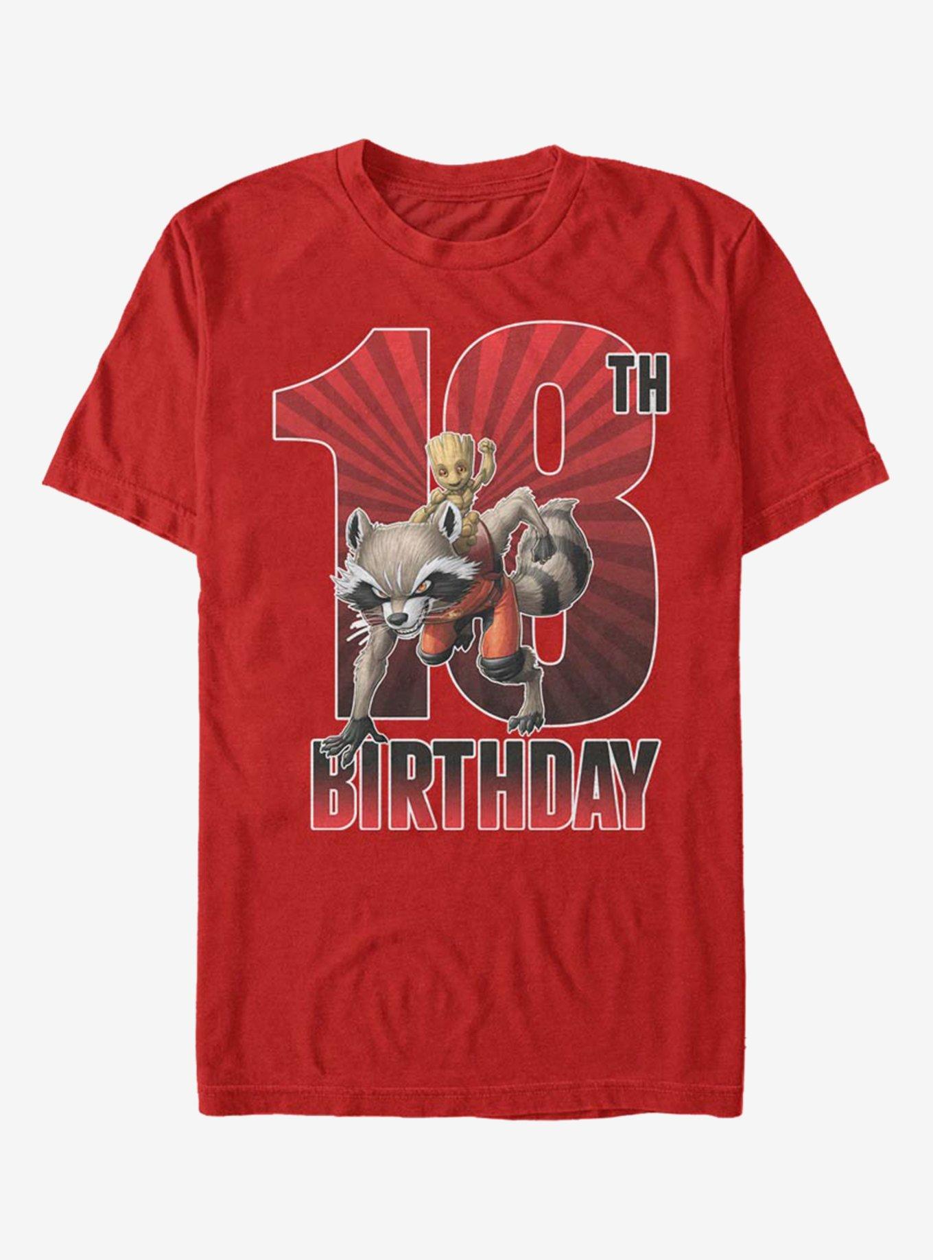 Marvel Guardians Of The Galaxy Groot 18th Birthday T-Shirt, RED, hi-res