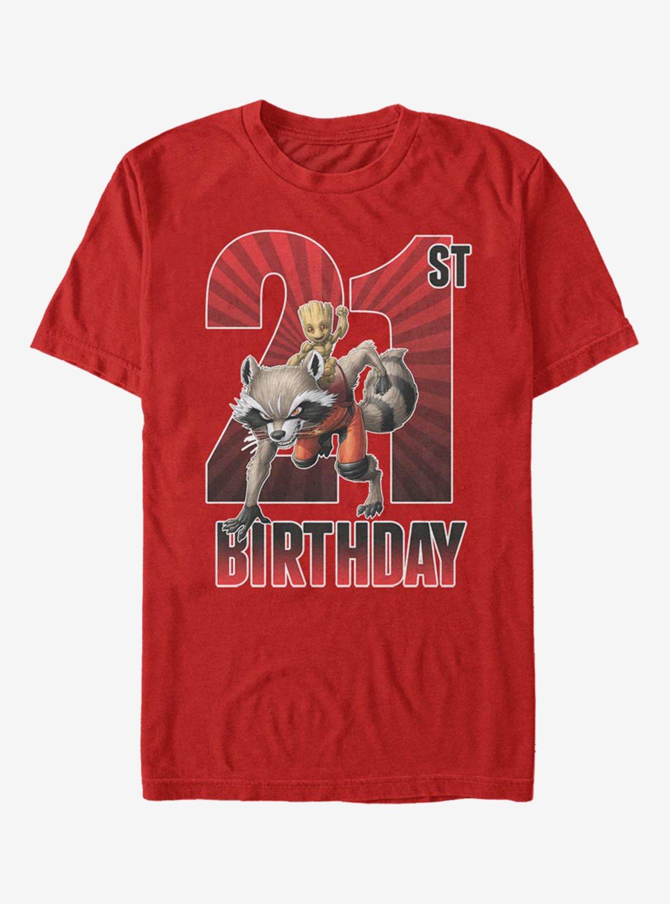 Marvel Guardians Of The Galaxy Groot 21st Birthday T-Shirt, RED, hi-res