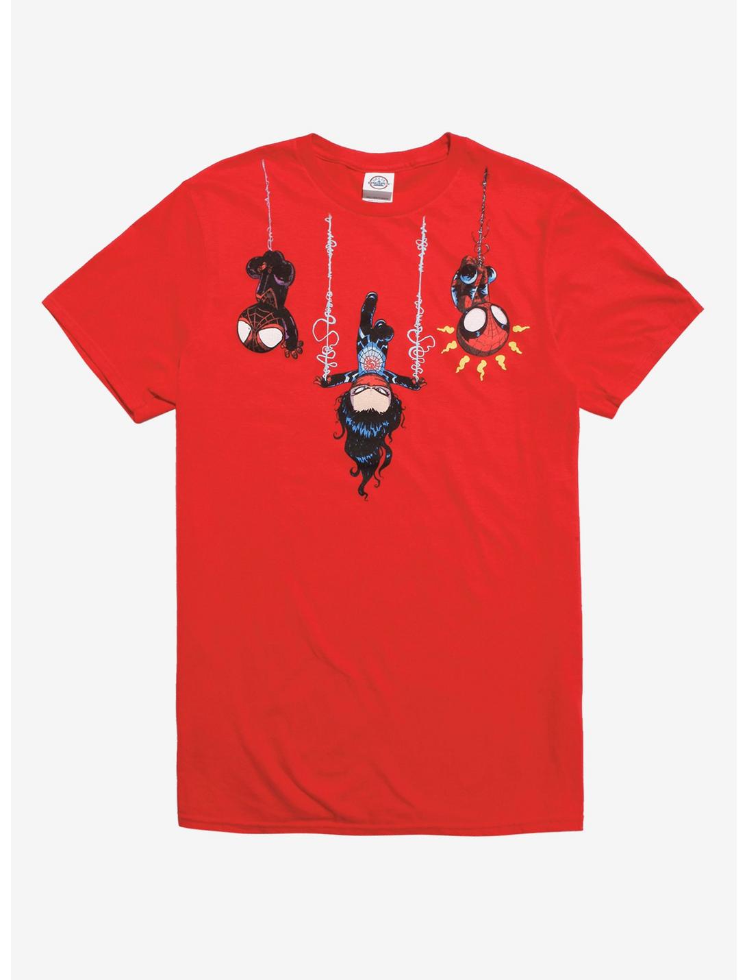 Marvel Spider-Man Trio T-Shirt By Skottie Young, RED, hi-res
