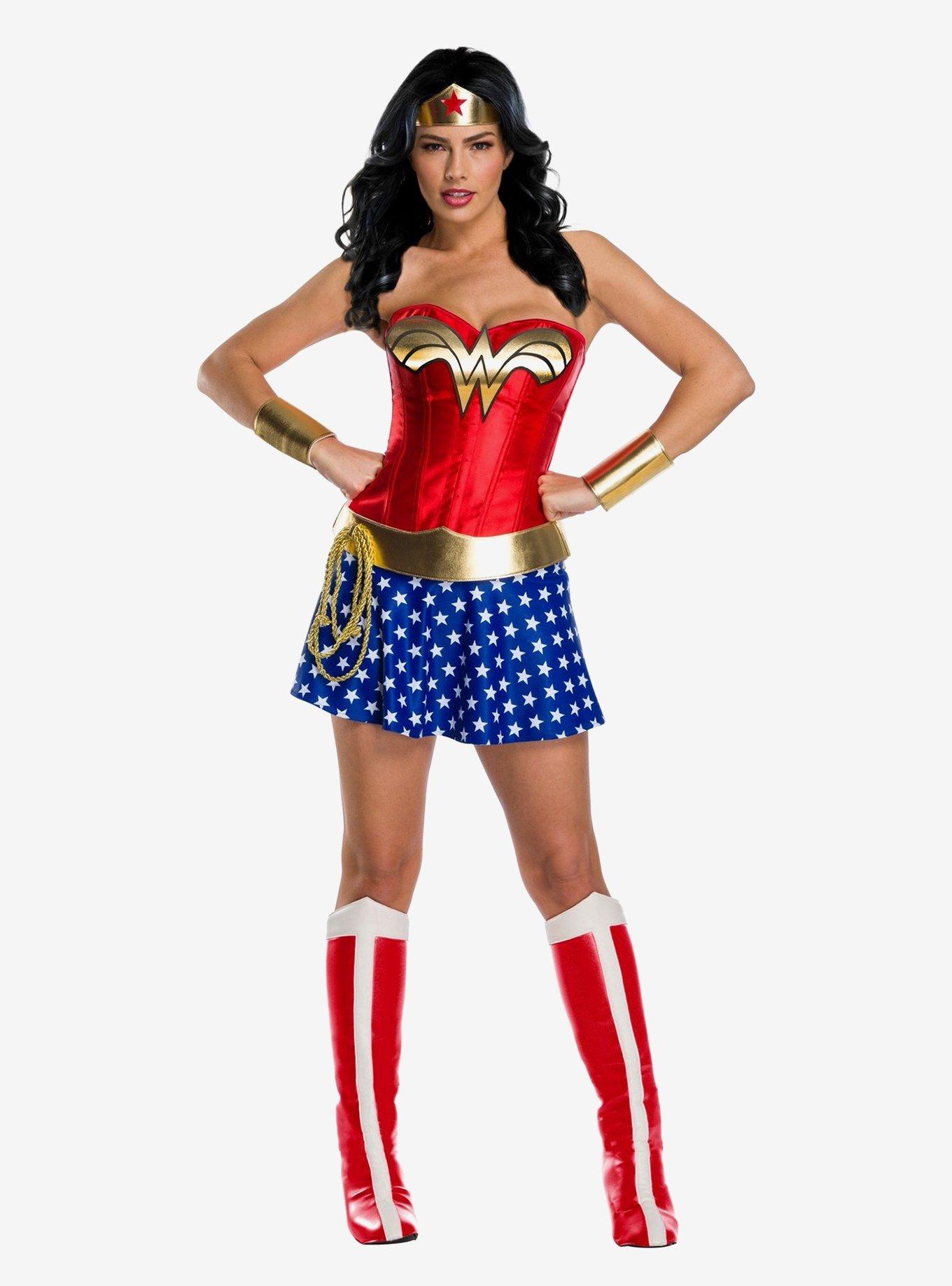 DC Comics Wonder Woman Deluxe Costume Plus Size, RED, hi-res