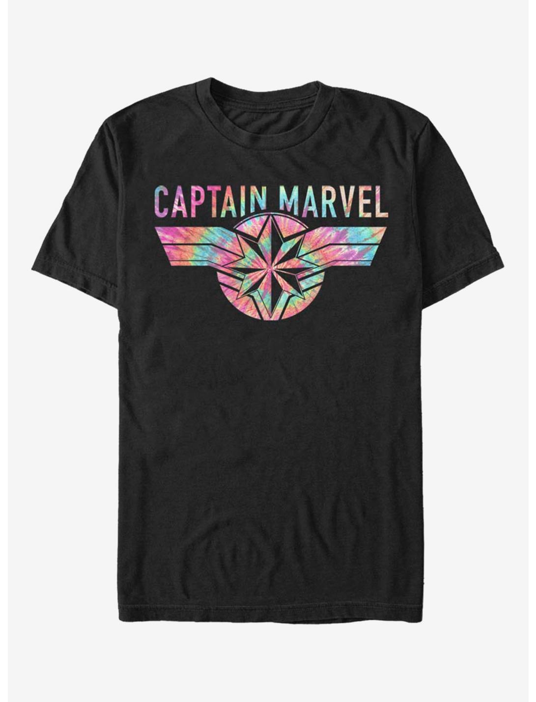Marvel Captain Marvel Tie-Dye Captain Logo T-Shirt, BLACK, hi-res