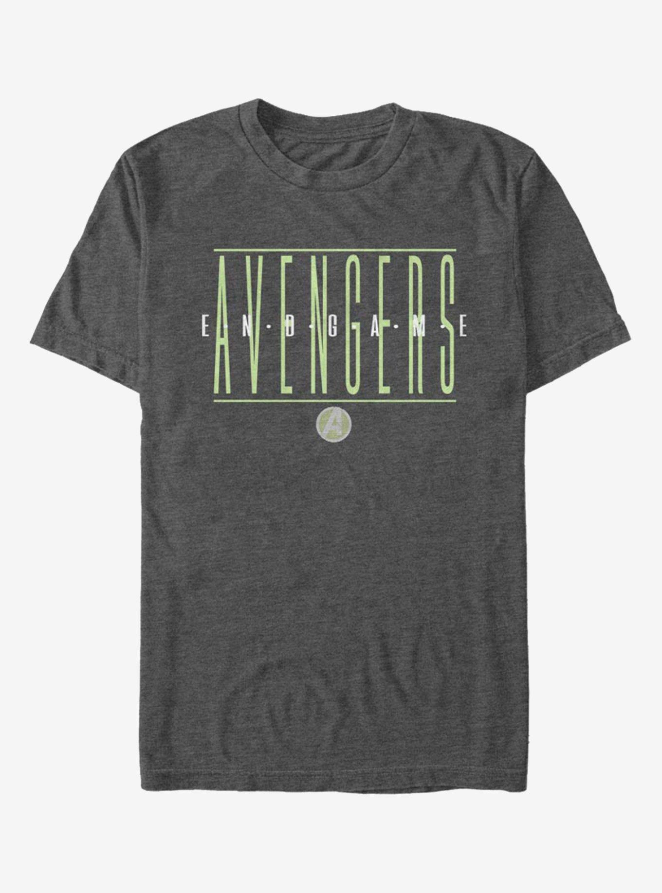 Marvel Avengers Strikethrough Text T-Shirt, CHAR HTR, hi-res