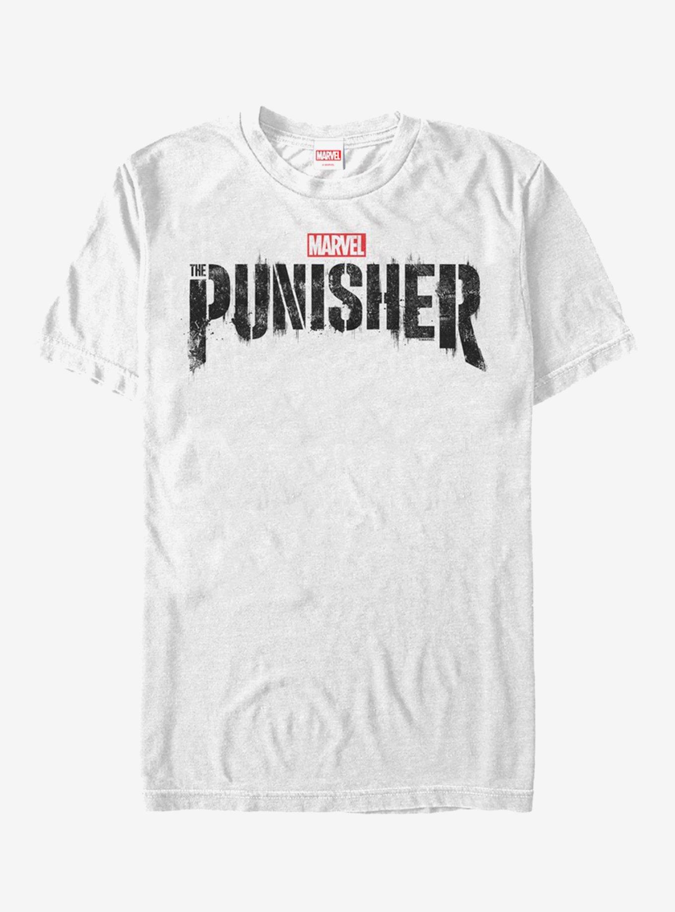 Marvel Punisher Black TV Logo T-Shirt, WHITE, hi-res