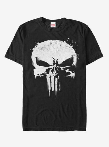 punisher dress shirt Marvel Men's Punisher Streaked Skull Symbol T-Shirt Black