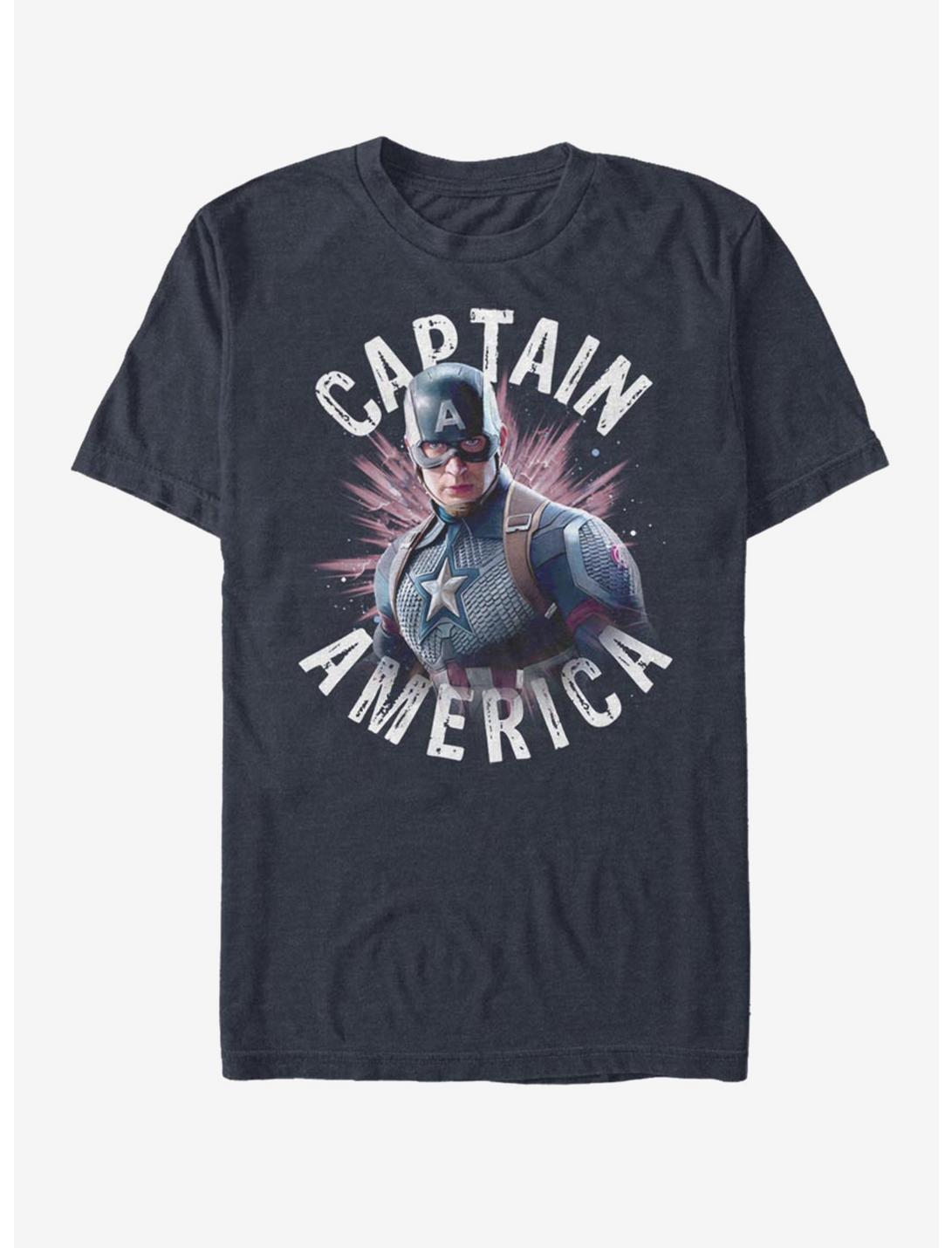 Marvel Avengers: Endgame Captain America Burst T-Shirt, DARK NAVY, hi-res