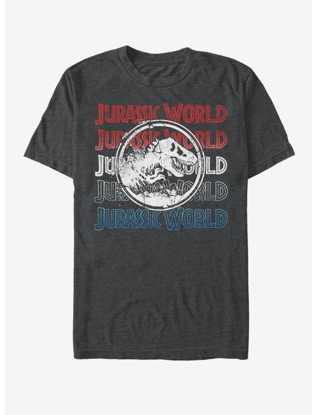 Jurassic World Logo Repeat T-Shirt, DARK CHAR, hi-res