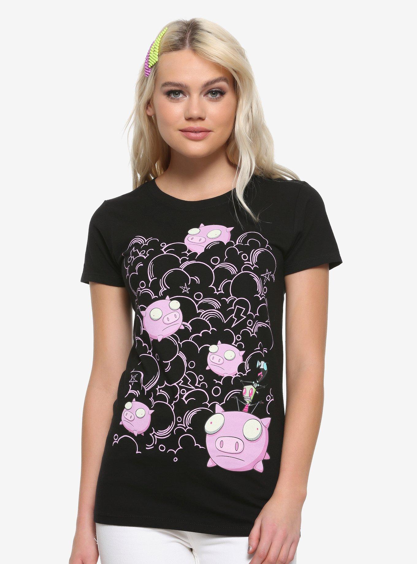 Invader Zim Gir & Pig Clouds Girls T-Shirt, PINK, hi-res