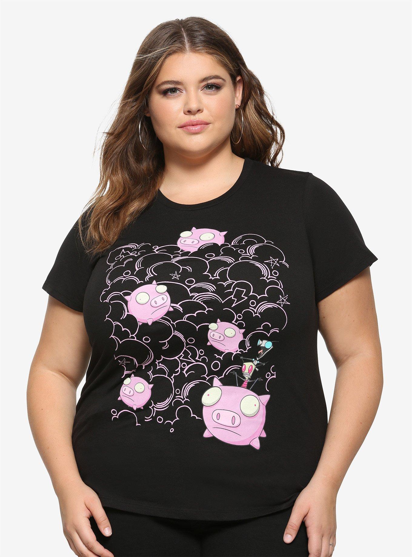 Invader Zim Gir & Pig Clouds Girls T-Shirt Plus Size, PINK, hi-res