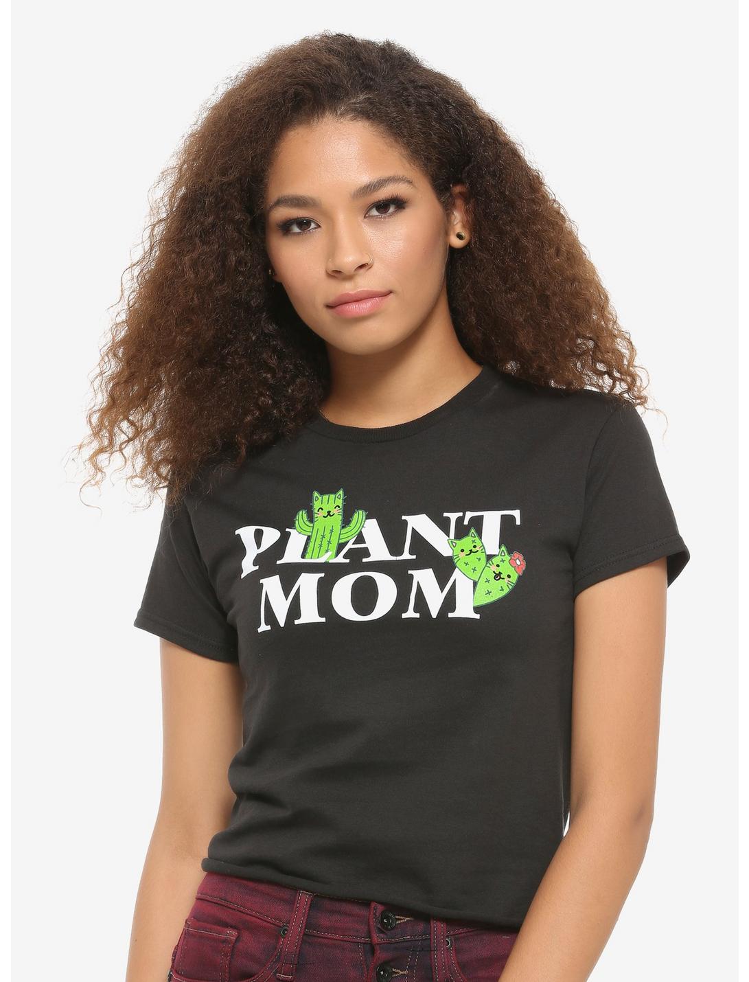 Plant Mom Cat-cus Girls Crop T-Shirt, WHITE, hi-res