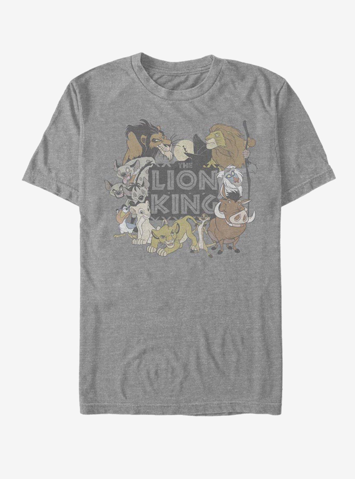 Disney The Lion King Distressed Lion Group T-Shirt - GREY | BoxLunch