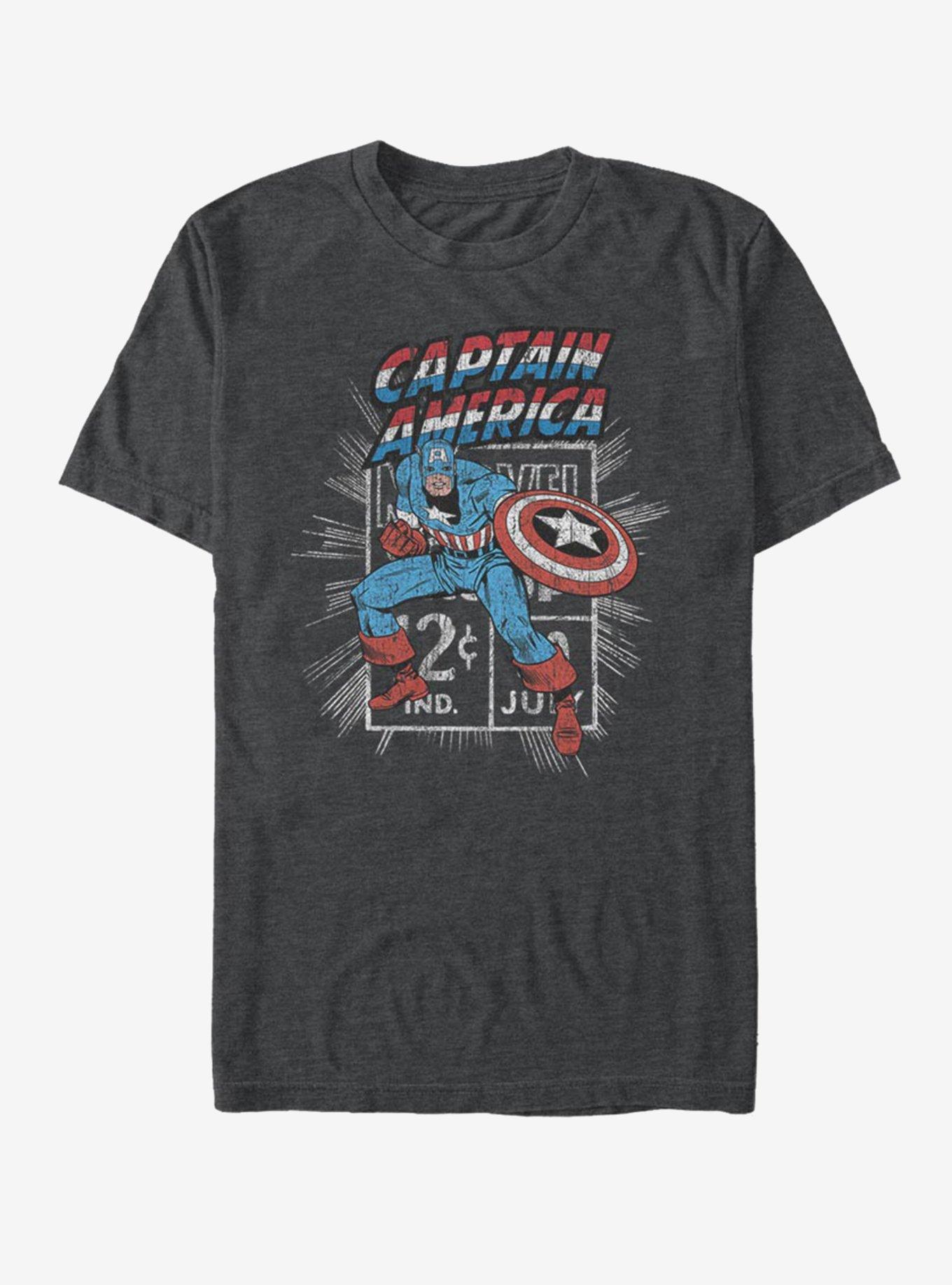 Marvel Captain America Stamp T-Shirt - GREY | BoxLunch