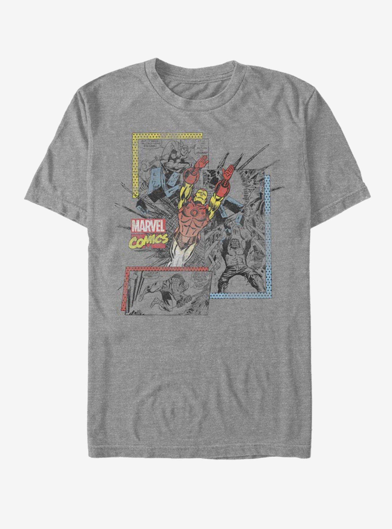 Marvel Iron-Man Broken Panels T-Shirt - GREY | BoxLunch