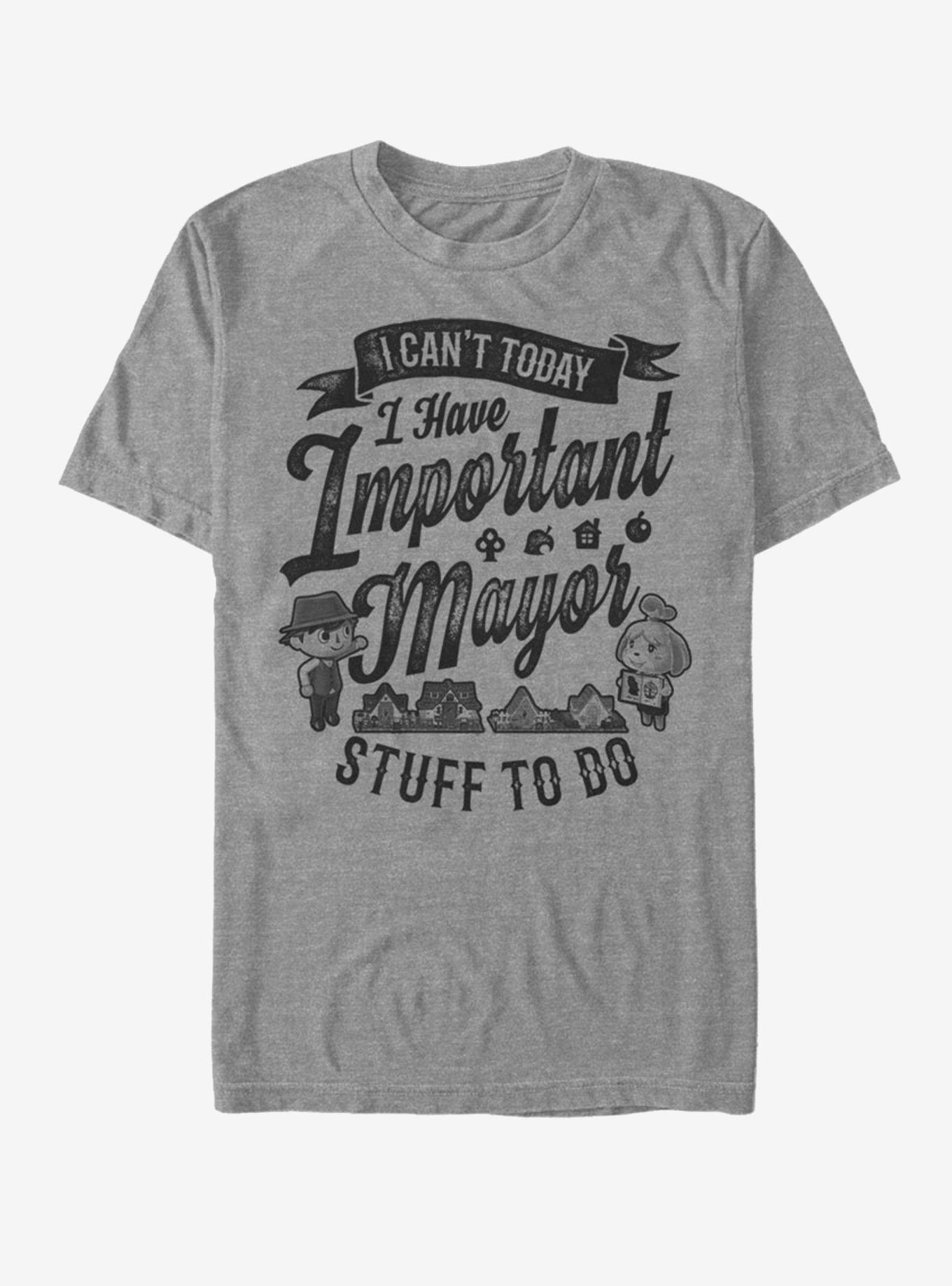 Nintendo Animal Crossing Important Mayor Stuff T-Shirt, DRKGRY HTR, hi-res
