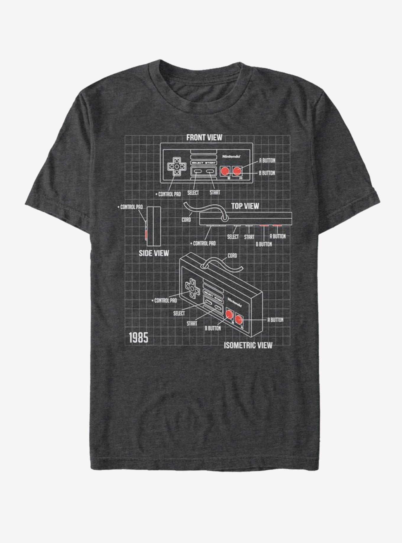 Nintendo NES Schematic T-Shirt - GREY | BoxLunch
