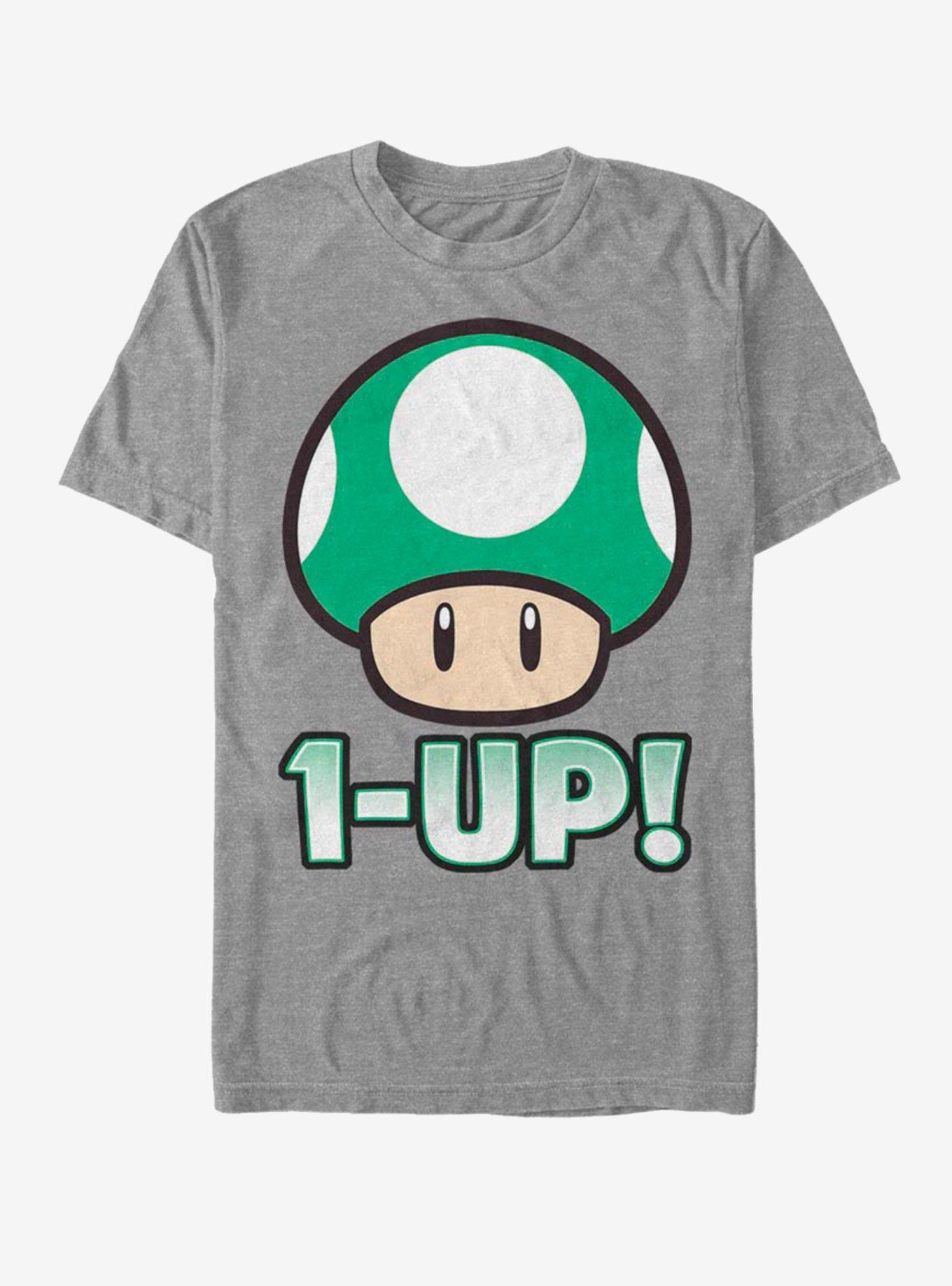 Nintendo Super Mario One Up Mushroom T-Shirt - GREY | BoxLunch