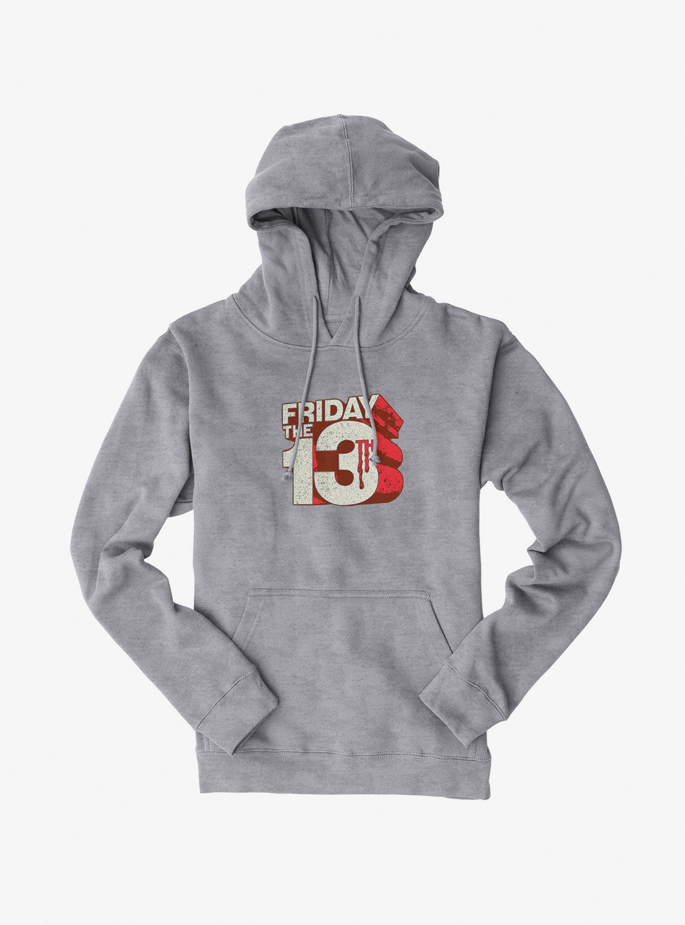 Friday The 13th Block Letters Hoodie, HEATHER GREY, hi-res
