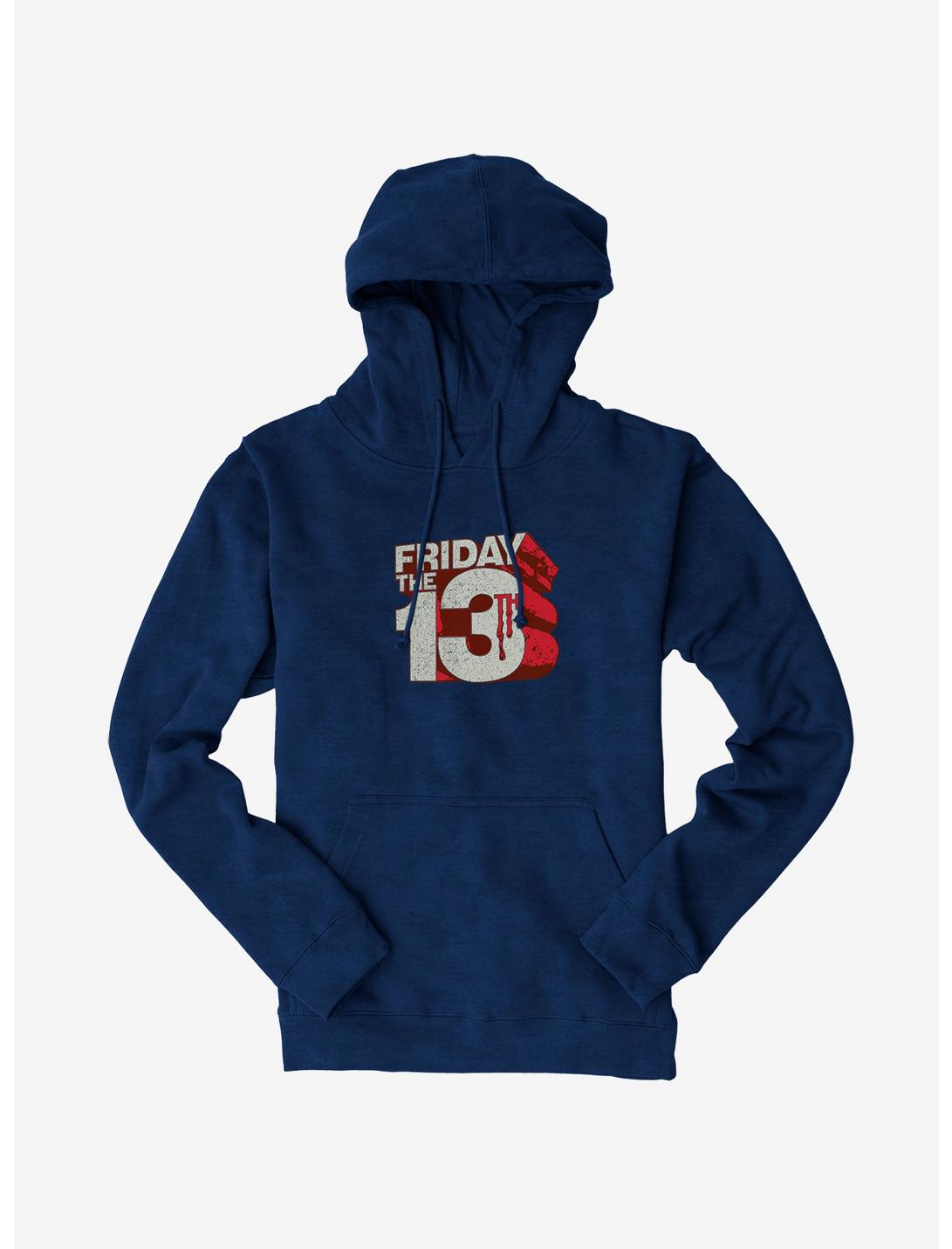 Friday The 13th Block Letters Hoodie, NAVY, hi-res