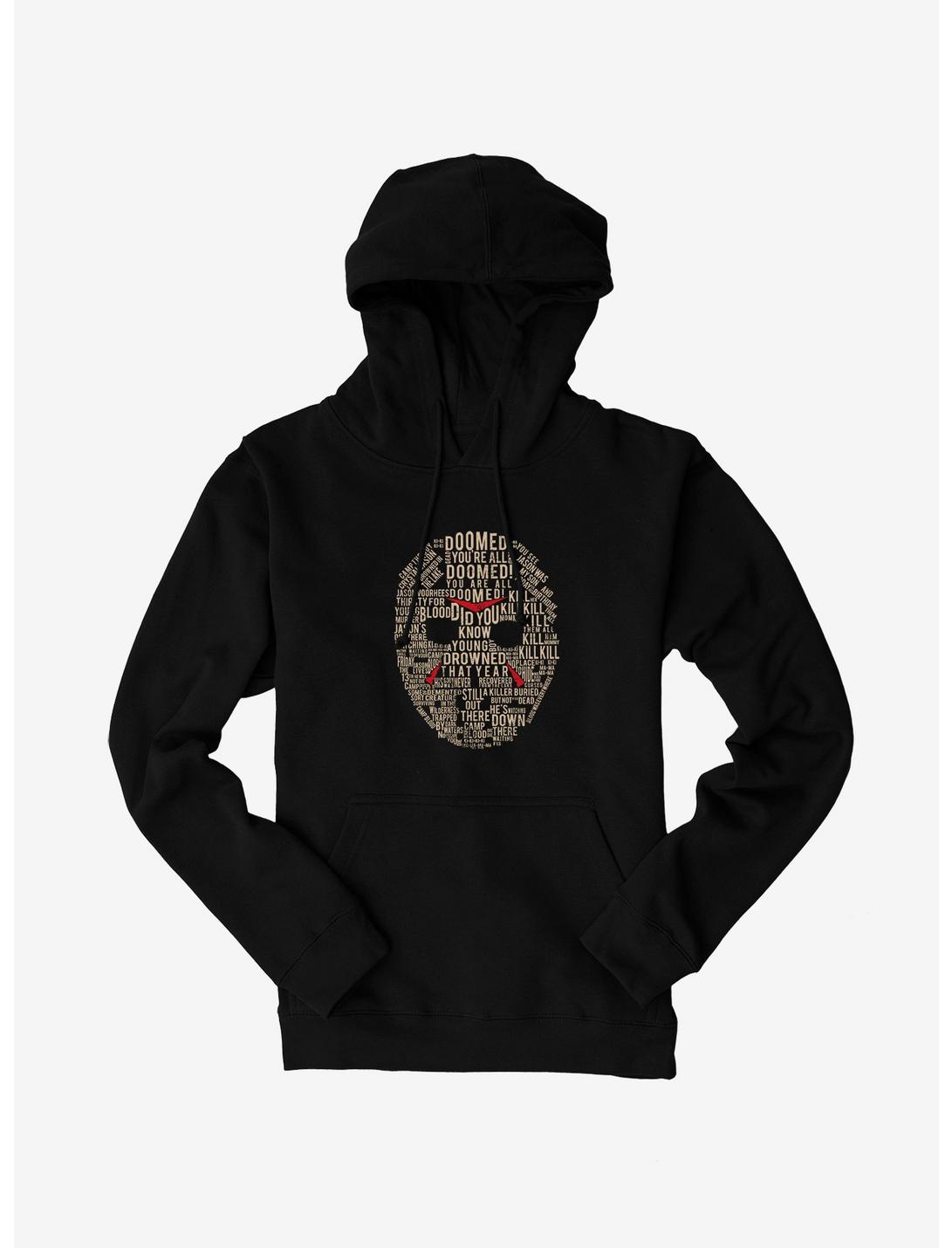 Friday The 13th Mask Word Collage Hoodie, , hi-res