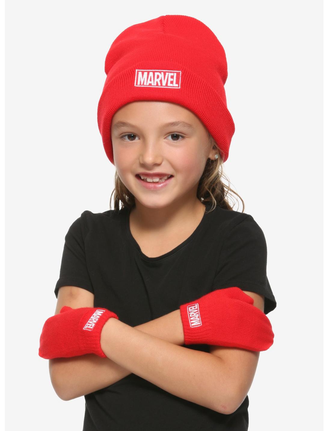 Marvel Logo Toddler Cuff Beanie & Mittens Set - BoxLunch Exclusive, , hi-res