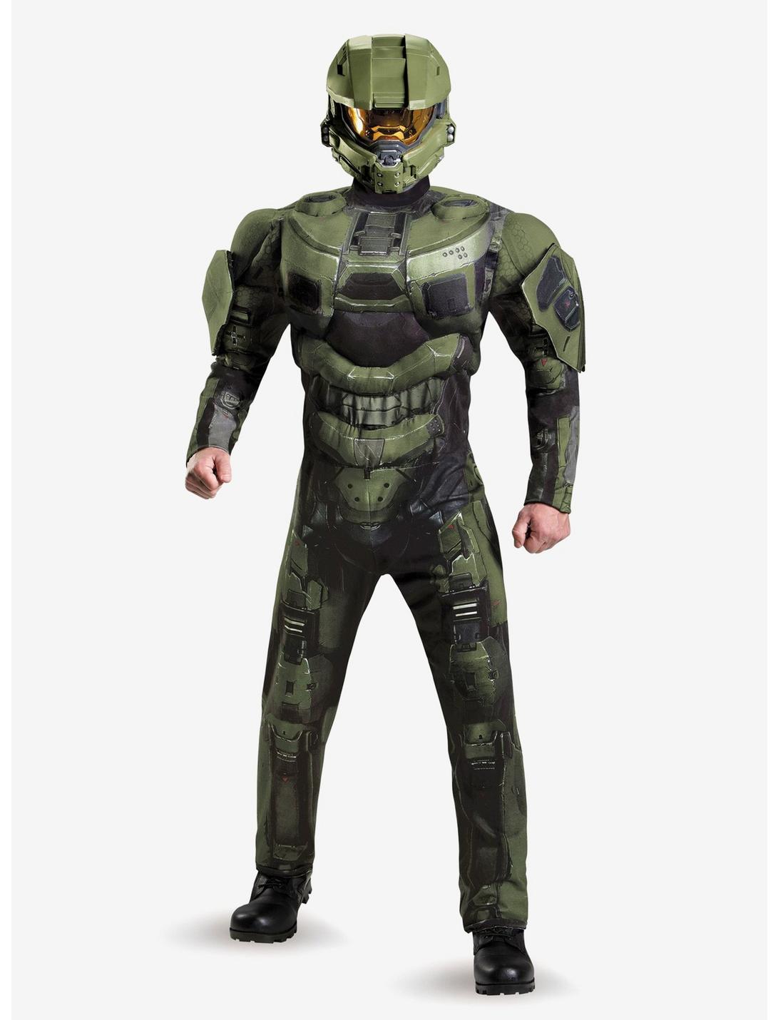 Halo: Master Chief Deluxe Muscle Costume, GREEN, hi-res