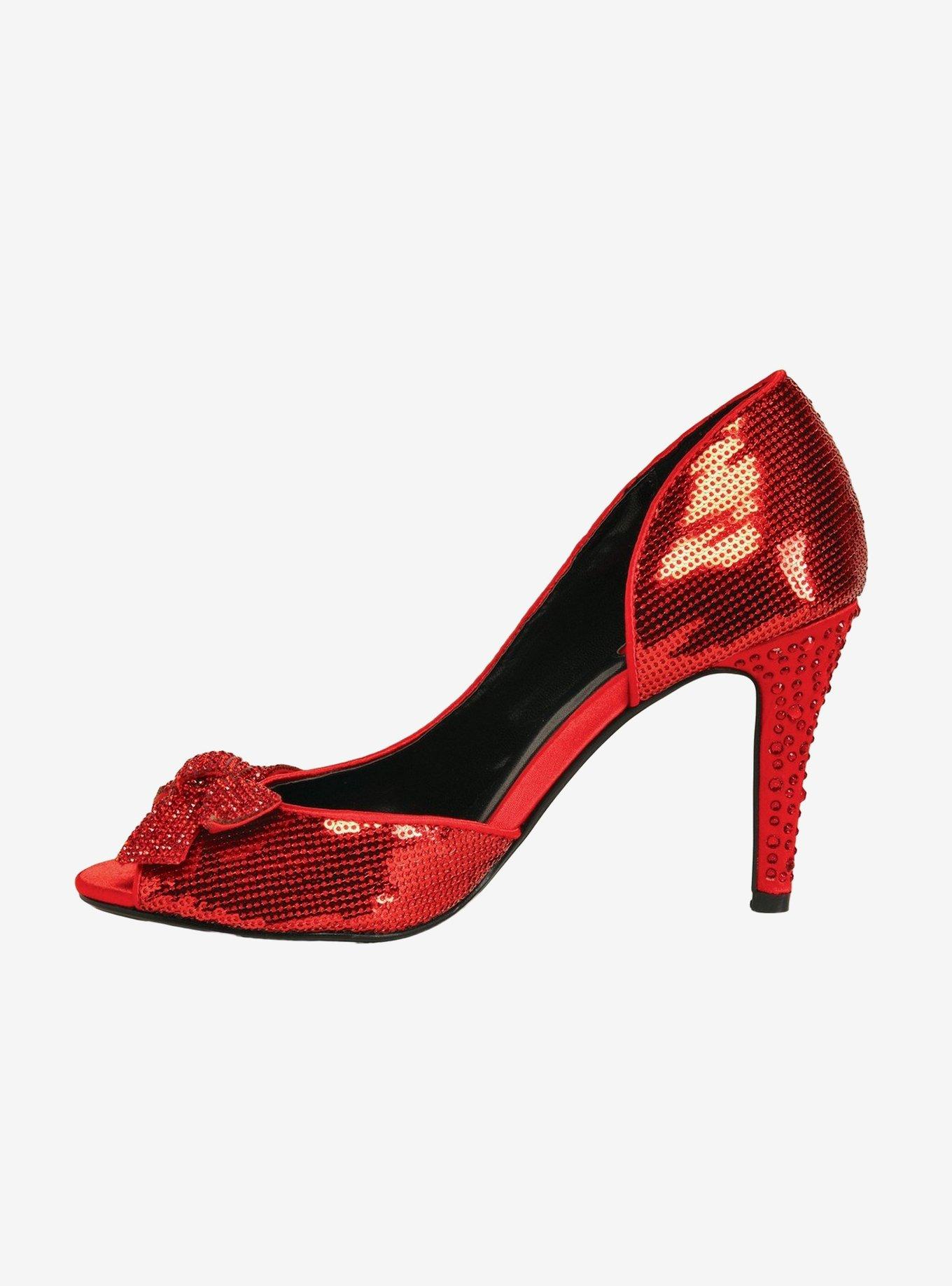 Women's 4" Red Sequin Shoes With Cutout Hot Topic