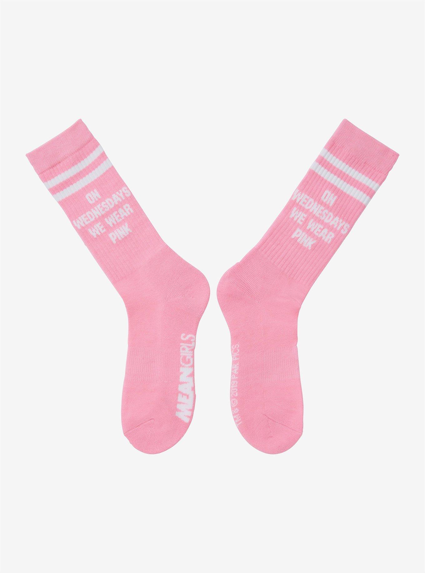 Mean Girls 'On Wednesdays We Wear Pink' Crew Socks - One Size Fits Most -  New