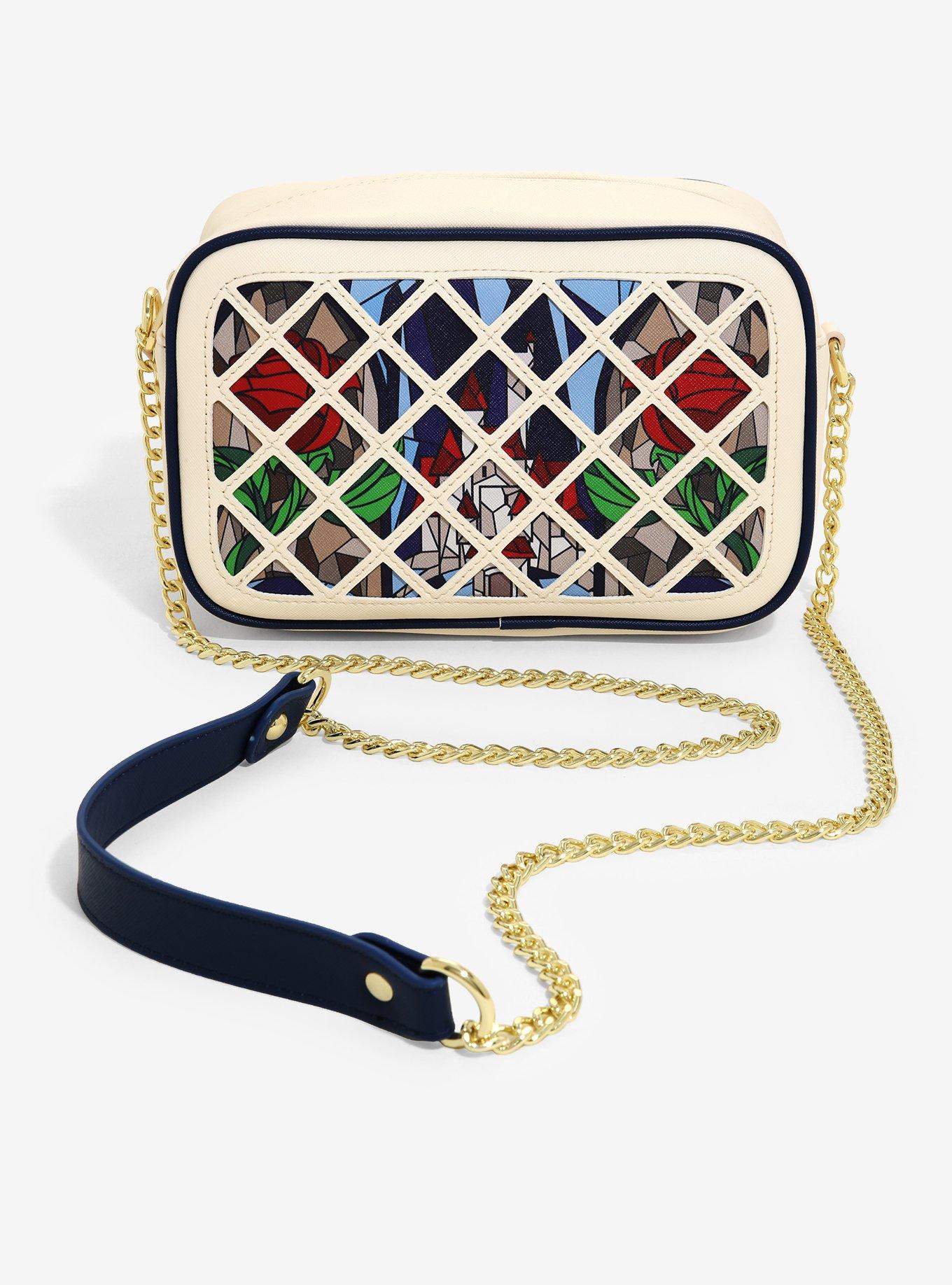 Loungefly Disney Beauty and the Beast Laser-Cut Stained Glass Crossbody Bag - BoxLunch Exclusive, , hi-res