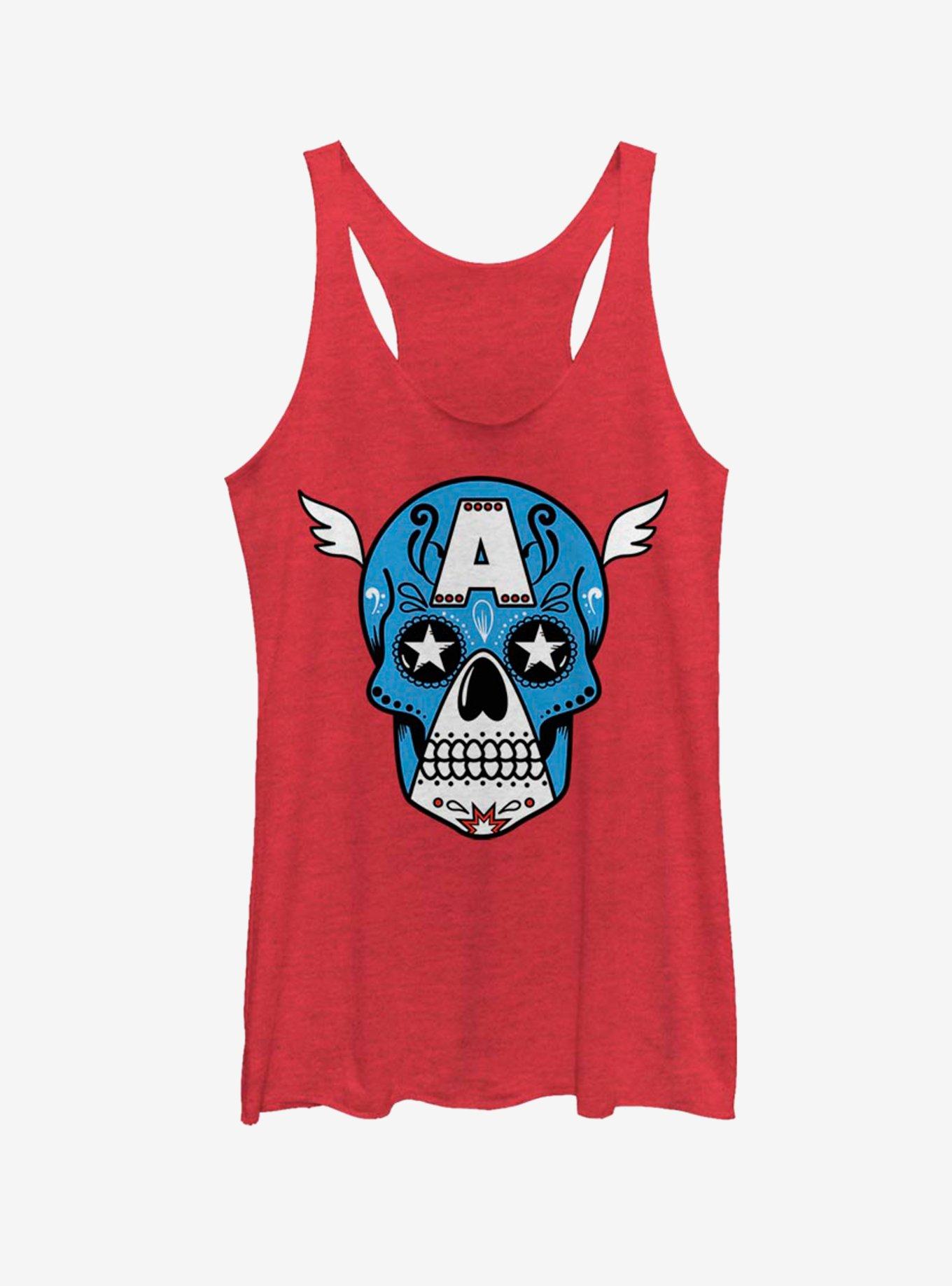 Marvel Captain America Sugar Skull Womens Tank Top, , hi-res
