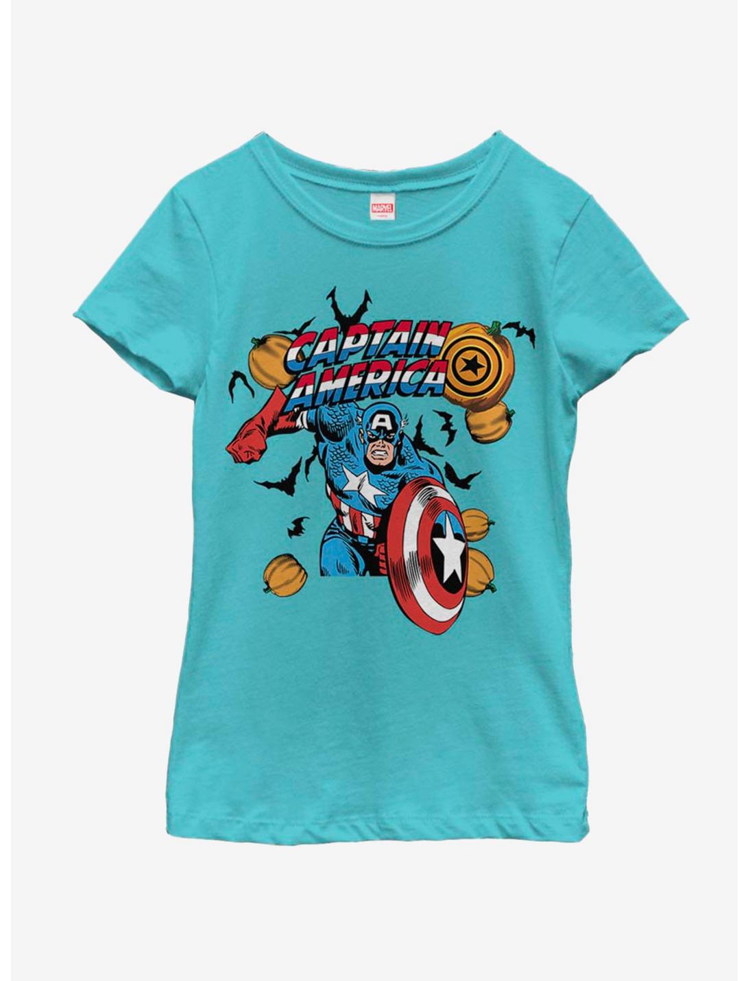 Marvel Captain America Pumpkin Youth Girls T-Shirt, TAHI BLUE, hi-res