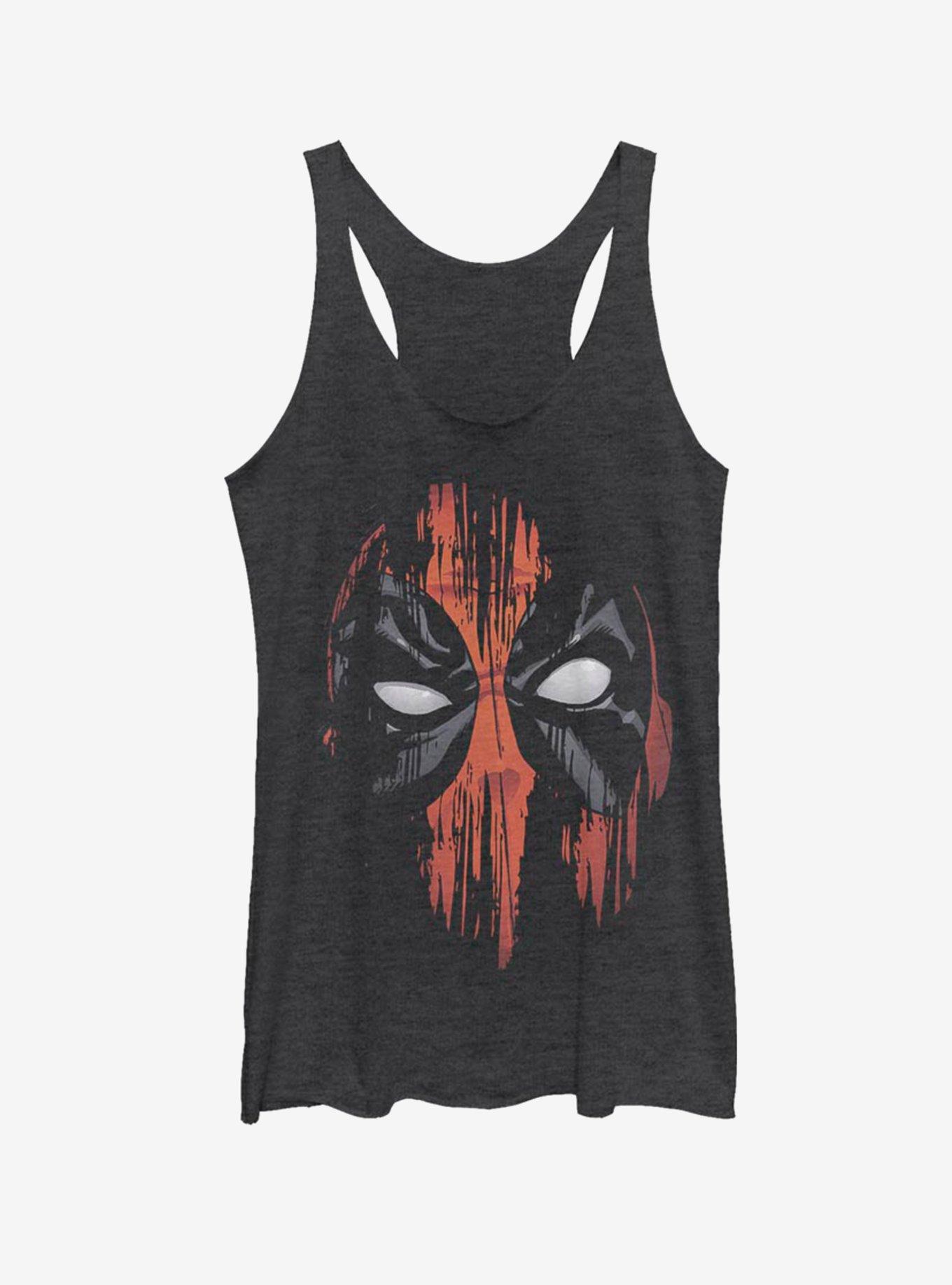 Marvel Deadpool Painted Face Womens Tank Top, BLK HTR, hi-res