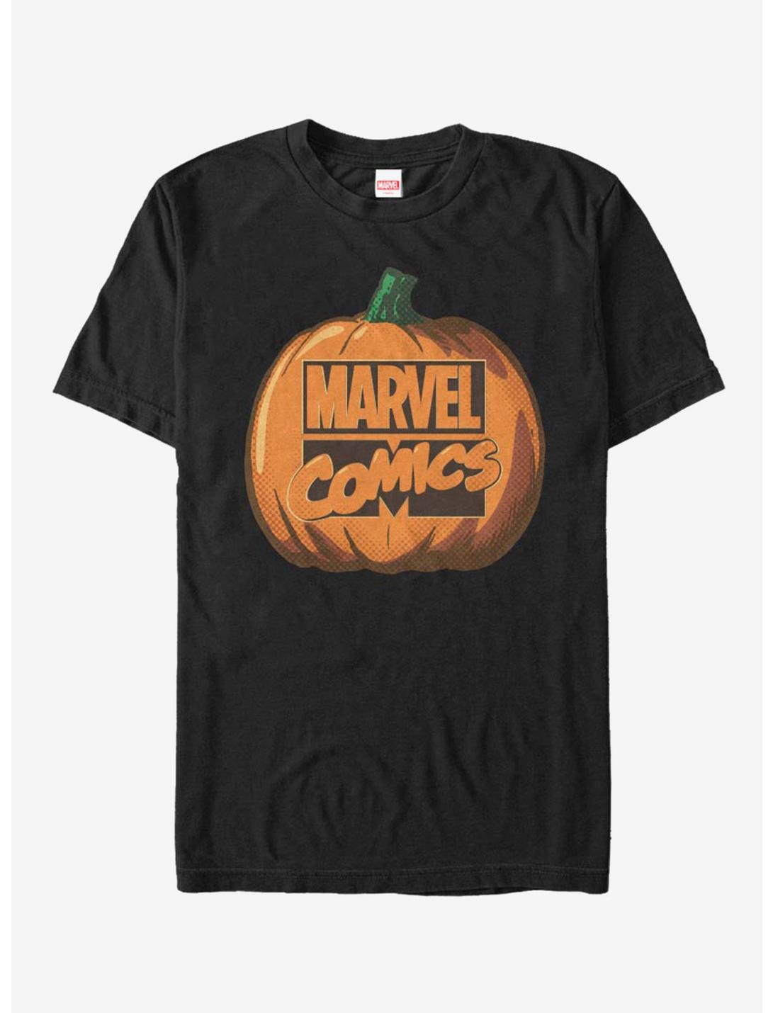 Marvel Logo Pumpkin T-Shirt, BLACK, hi-res