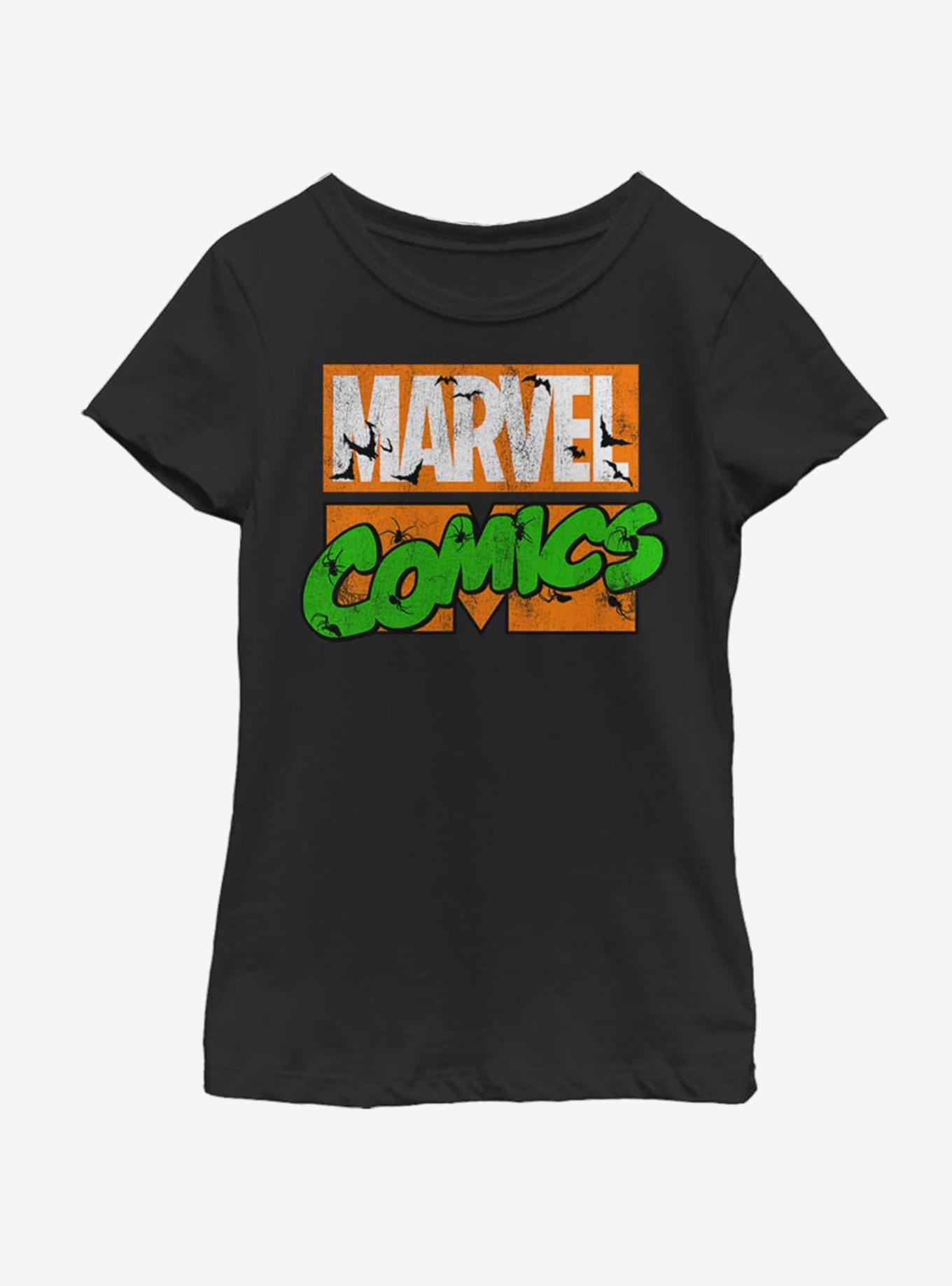 Marvel Spooky Logo Youth Girls T-Shirt, BLACK, hi-res