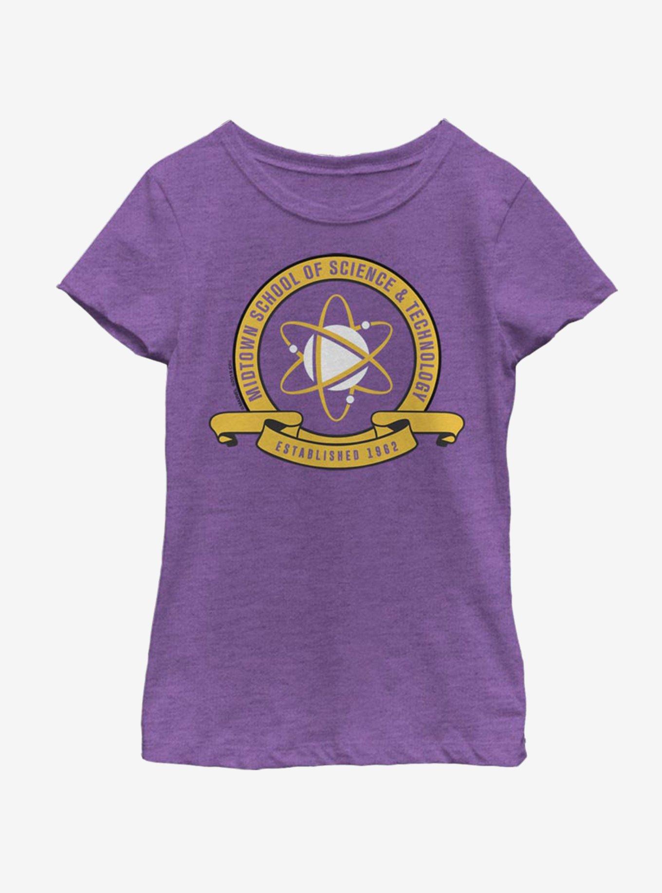 Marvel Spider-Man Midtown School Emblem Youth Girls T-Shirt, PURPLE BERRY, hi-res