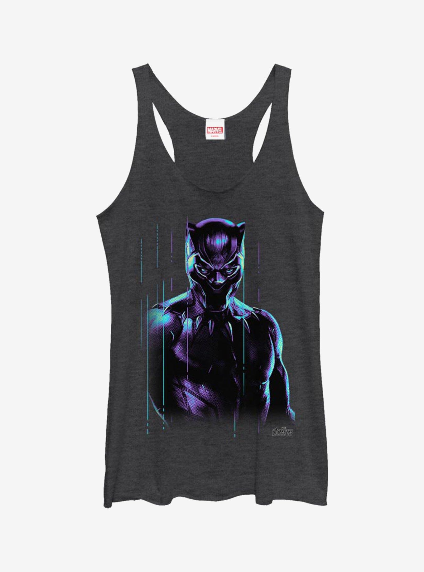 Marvel Black Panther Panther Retro Glow Girls Tank, BLK HTR, hi-res