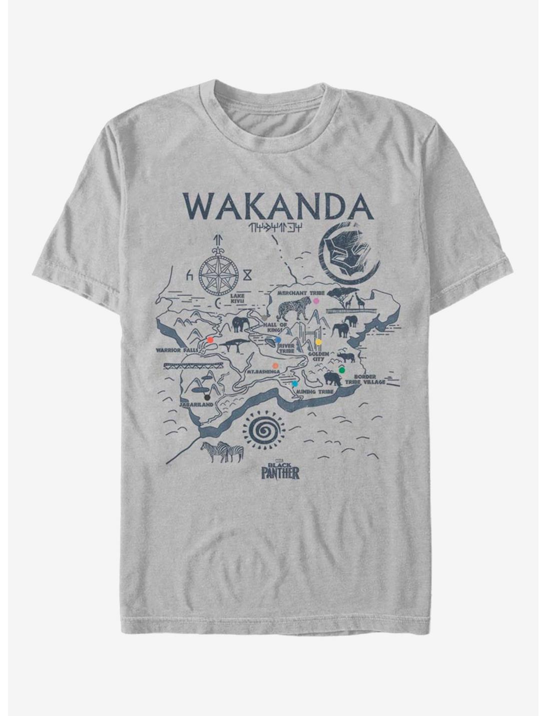Marvel Black Panther Wakanda Map T-Shirt, SILVER, hi-res