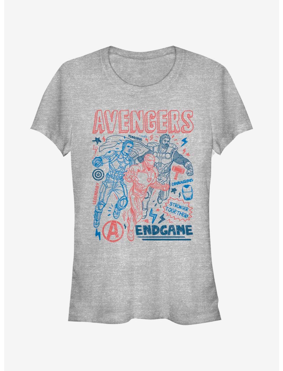 Marvel Avengers Earths Mightiest Doodles Girls T-Shirt, ATH HTR, hi-res