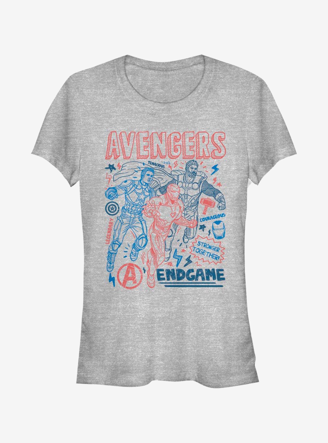 Marvel Avengers Earths Mightiest Doodles Girls T-Shirt, ATH HTR, hi-res