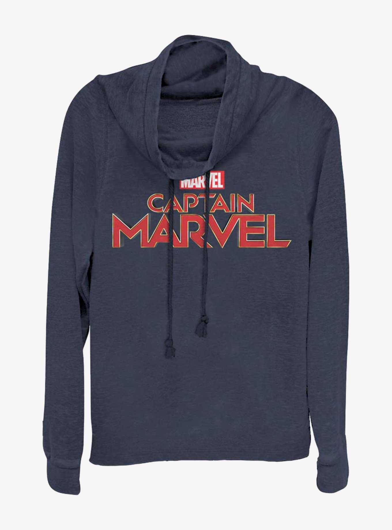 Marvel Captain Marvel Captain Marvel Logo Cowl Neck Long-Sleeve Girls Top, , hi-res
