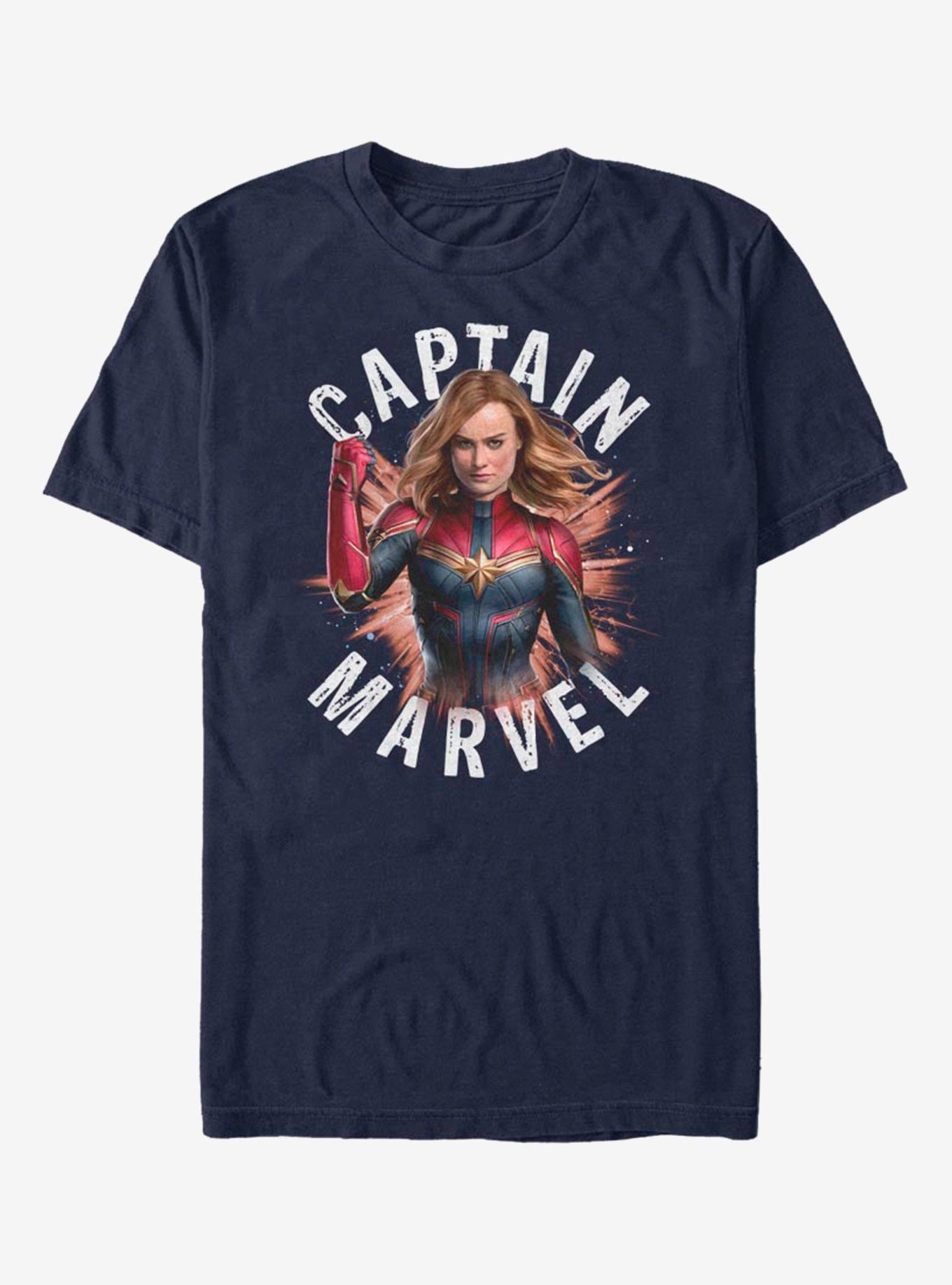 Marvel Captain Marvel Burst T-Shirt, NAVY, hi-res