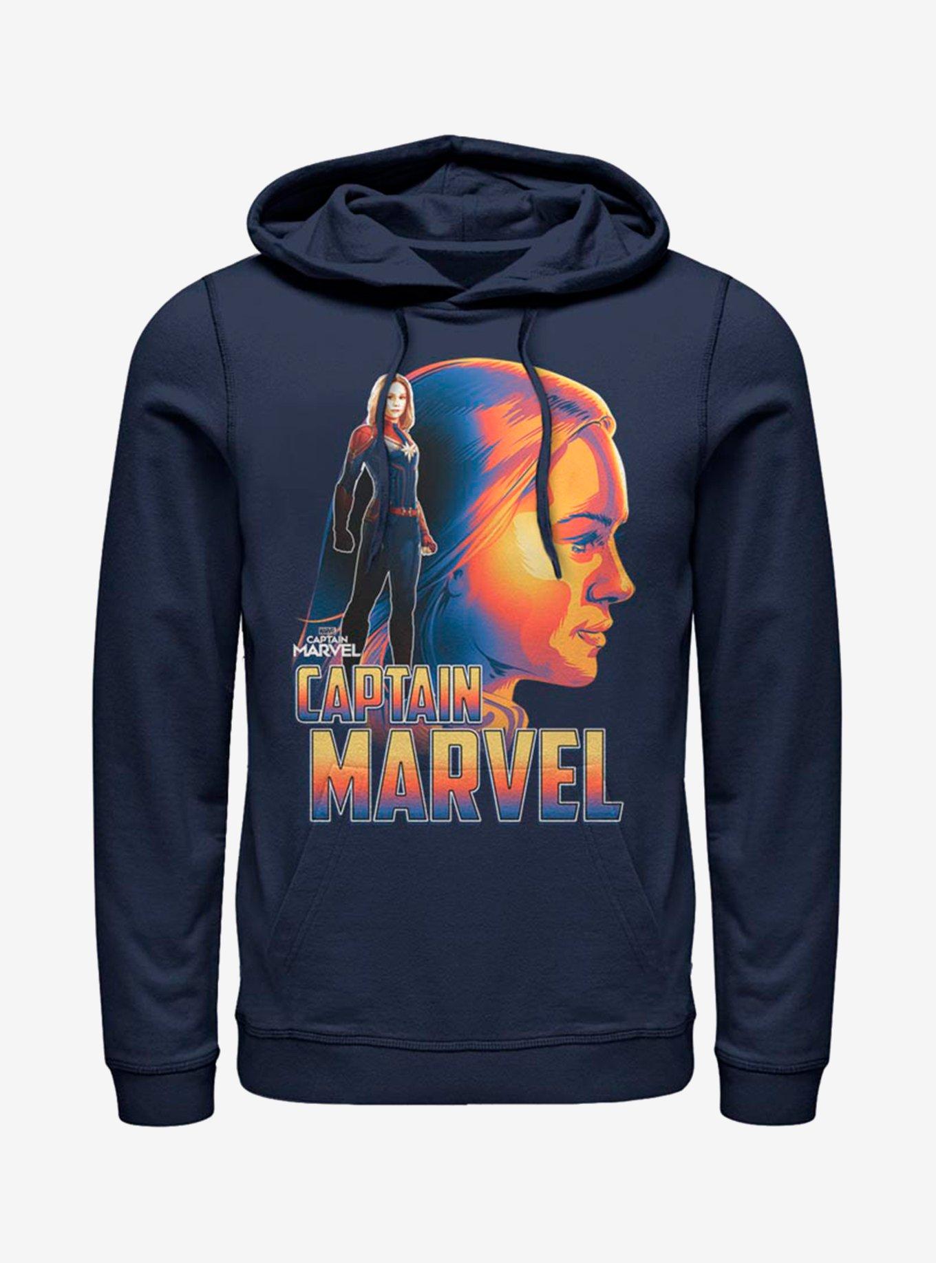 Marvel Captain Marvel Sil Cowl Neck Long-Sleeve Girls Top, NAVY, hi-res