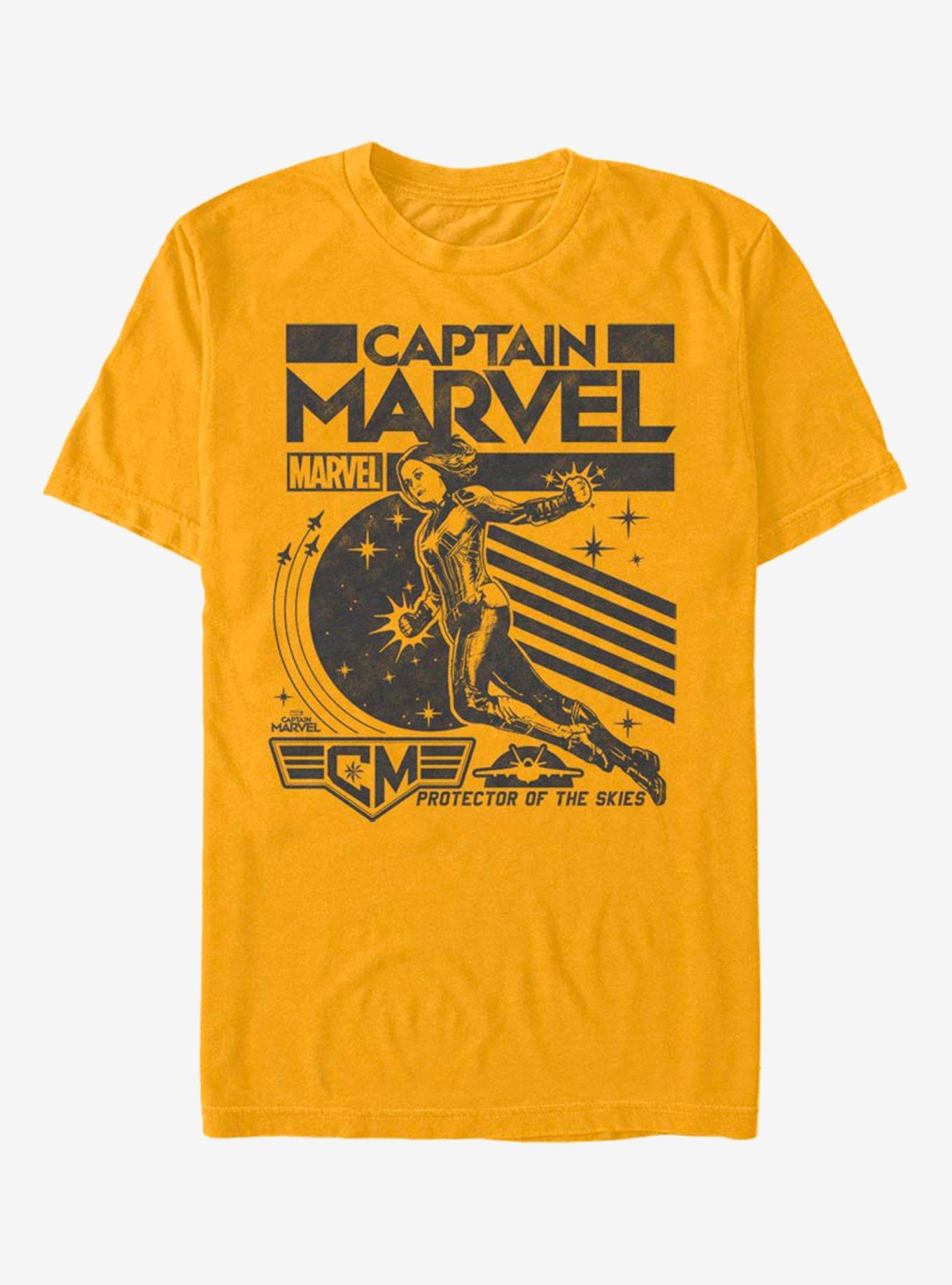 Marvel Captain Marvel Captain Poster LOGO T-Shirt, GOLD, hi-res