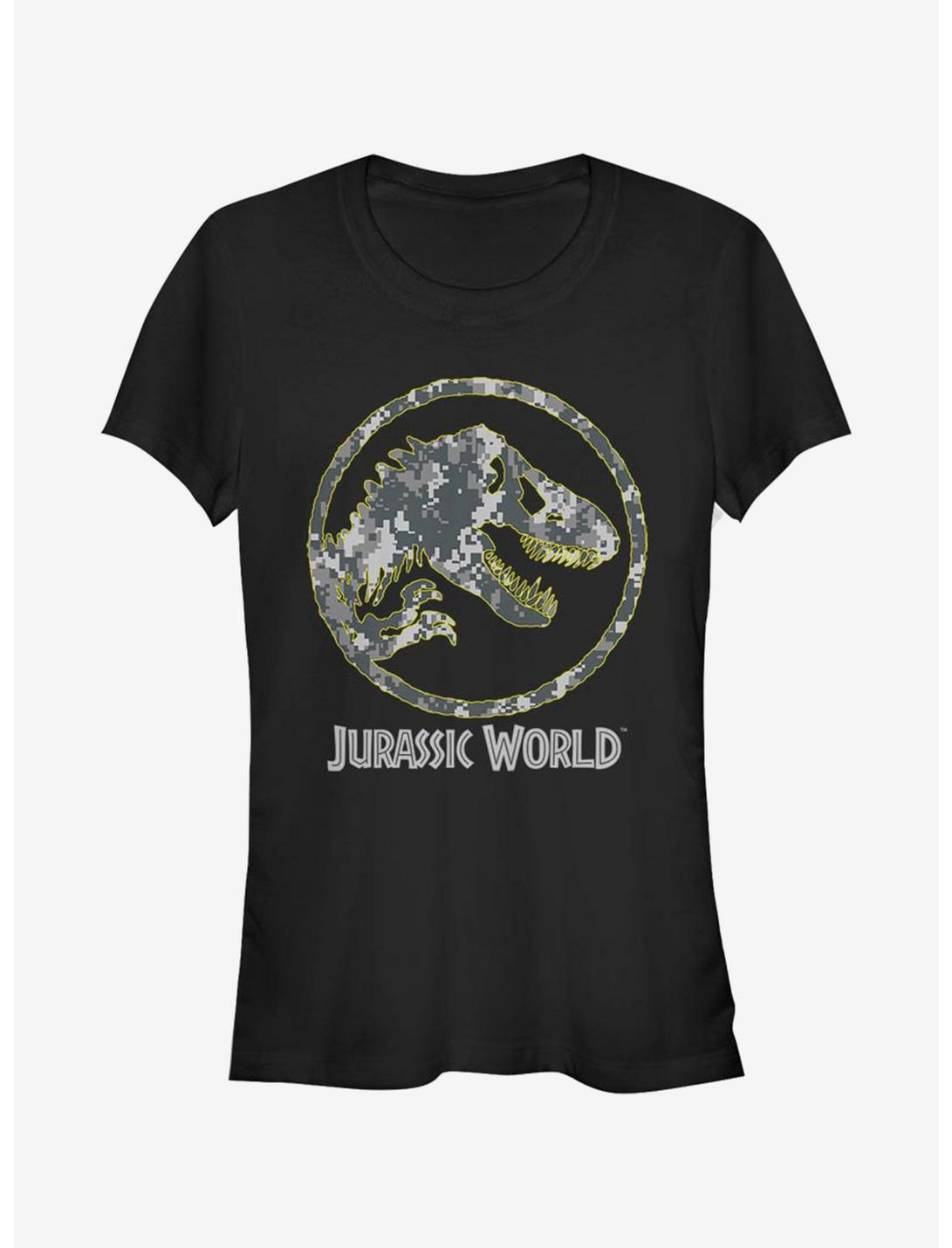 Jurassic Park Camo Yellow Dino Girls T-Shirt, BLACK, hi-res