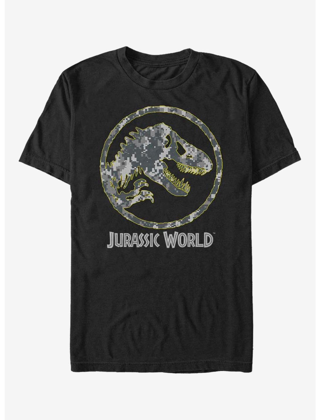 Jurassic Park Camo Yellow Dino T-Shirt, BLACK, hi-res