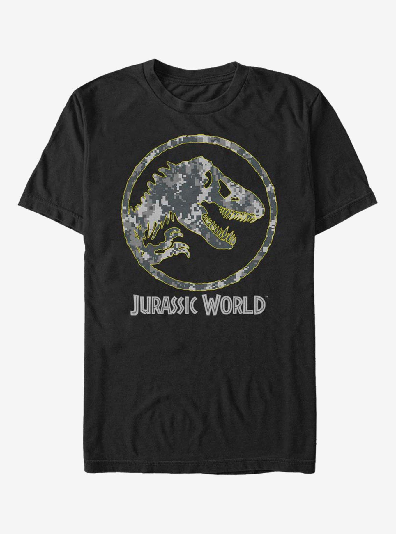 Jurassic Park Camo Yellow Dino T-Shirt, BLACK, hi-res