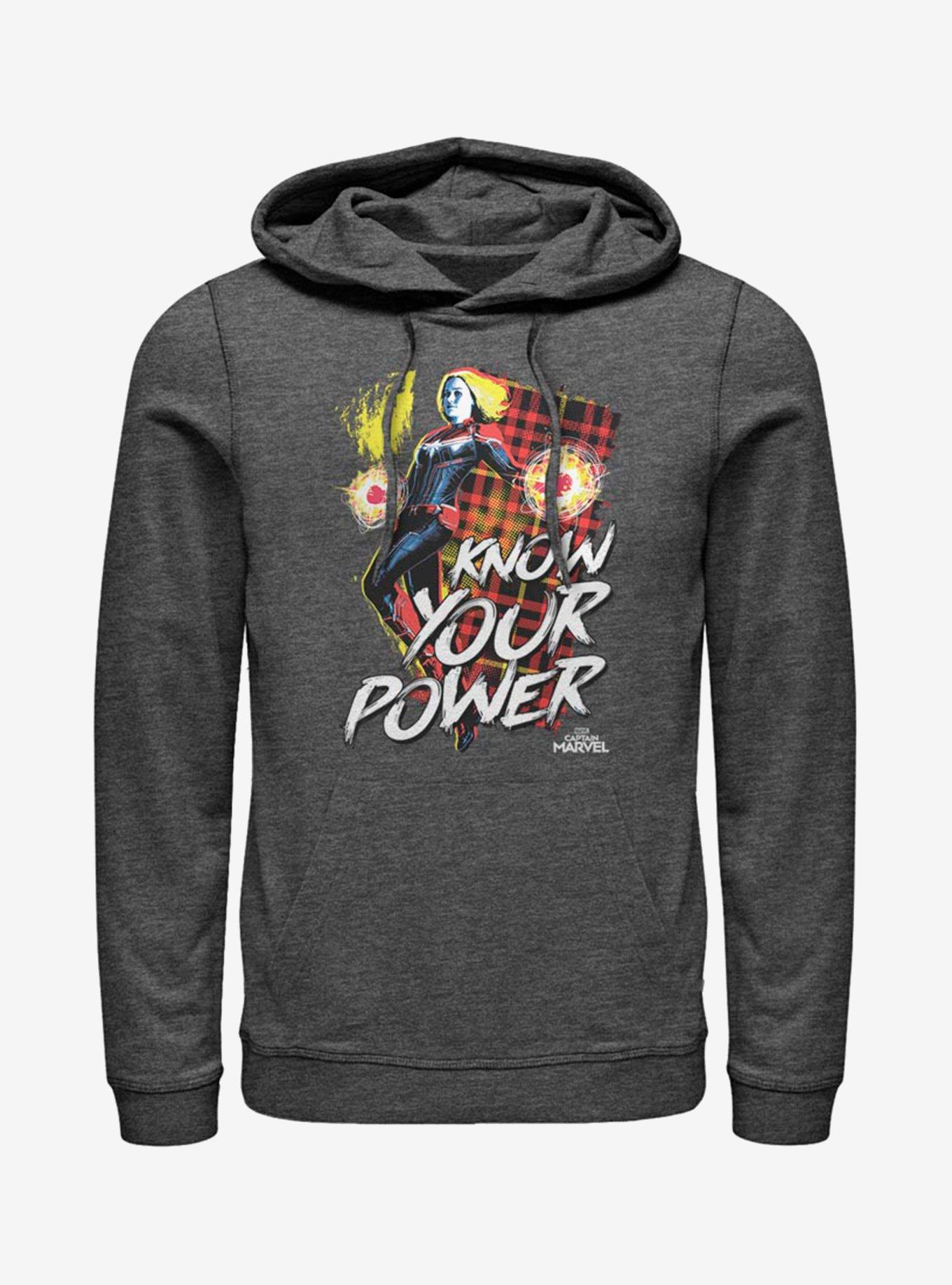 Marvel Captain Marvel Know Power Hoodie, CHAR HTR, hi-res