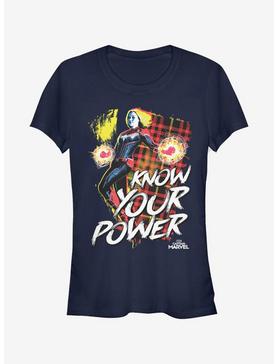 Marvel Captain Marvel Know Power Girls T-Shirt, NAVY, hi-res