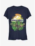 Jurassic Park Distressed Plastic Jungle Girls T-Shirt, NAVY, hi-res